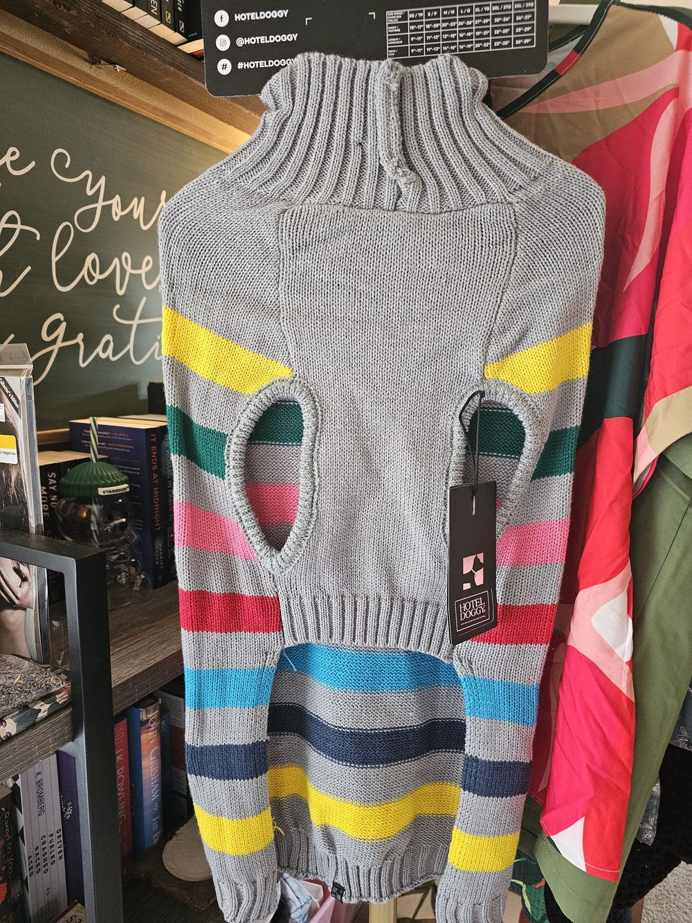 Dogs Gray Striped Turtleneck Sweater - Multicolor Stripes - Picture 3 of 5